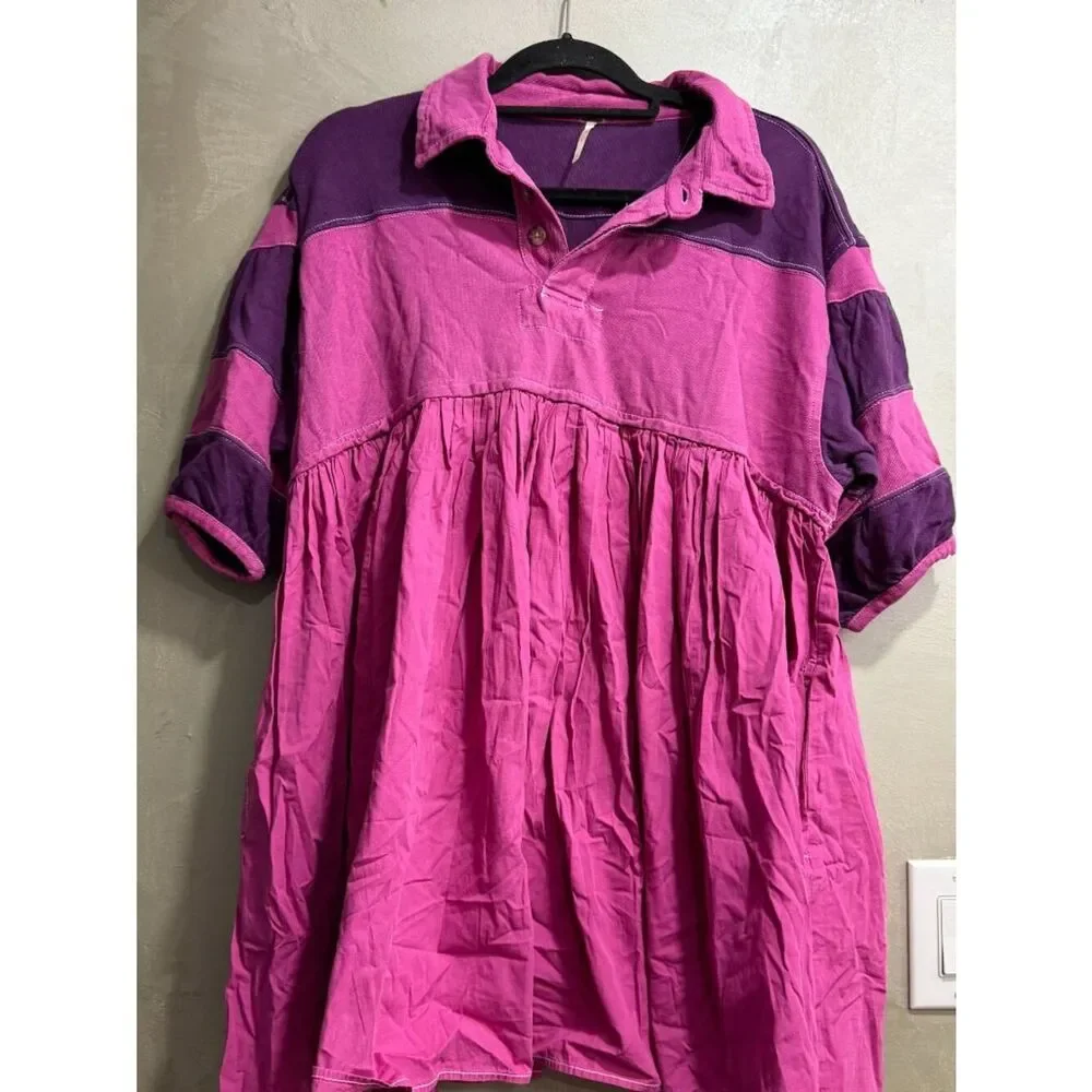 Free People Remi Rugby Mini Dress Pink